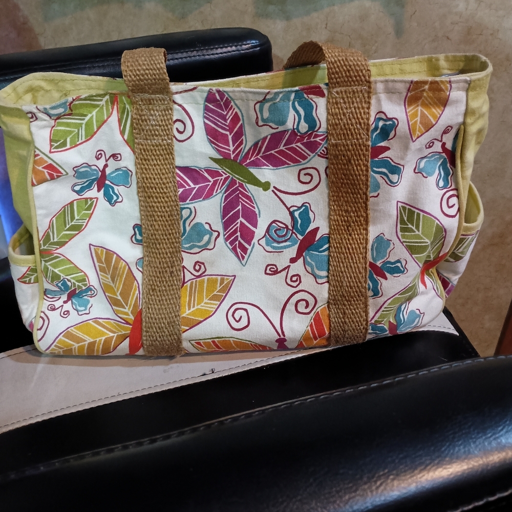 Heidi Dobrott Floral Canvas Tote Bag - Butterflies Multicolor Vibrant